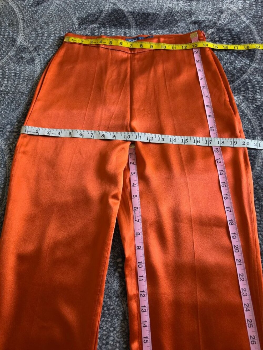 Polo Ralph Lauren Womens Orange/Shedron Pure mulberry Silk Pants Size 2 - Picture 9 of 16